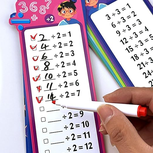 Kids Reusable Math Flash Cards (Ages 5+) β Multiplication 1β12 with Marker