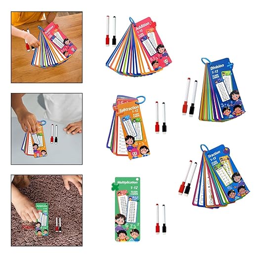Kids Reusable Math Flash Cards (Ages 5+) β Multiplication 1β12 with Marker